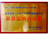 改革開(kāi)放三十年廣東省保健食品產(chǎn)業(yè)最具影響力品牌